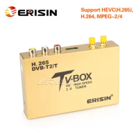 Erisin ES338 CAR Mobile HD DVB-T2/T Box Digital TV Receiver HEVC H.265 H.264 MPEG-2 MPEG-4 HDMI USB 160km/h