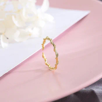 925 Sterling Silver Twist Ring Personality Fashion Female Ring Gold Plated Fine Jewelry