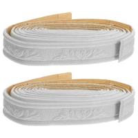 2 Roll Baseboard Floral Skirting Border White 3d Wall Whiteout Tape Molding Peel and Stick Edging Strip for Tiles Guide