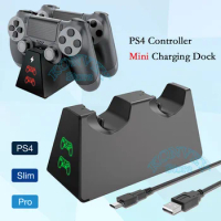 Mini Fast Charging Dock Dual Controllers Charger Station Gamepad Stand Holder Base for Sony PlayStation 4 PS4/Pro/Slim