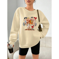 Sweater Crewneck, Saiz Wanita Kecil, Atasan Berwajaran