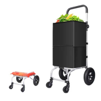 grocery cart portable shopping cart universal wheel trailer handcart with Oxford cloth storage bag trolley