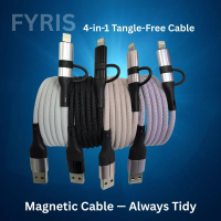 4合1, 4色 1.2米磁吸充電線, 60W｜USB/USB-C 接牆｜USB-C/Lightning 接手機｜一線多用，磁吸防亂！ 淺粉紅