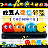 🍀台灣現貨🍀吃豆人聲控夜燈 小精靈夜燈 聲控燈 擺飾燈 音樂節奏變色燈 創意燈 小夜燈 智能聲控燈 裝飾燈 睡眠燈 燈