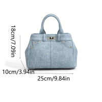 HL Women's Blue Handbag - Adjustable Shoulder Strap, Spacious Design, Button Closure, Durable Polyes
