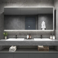 Light luxury intelligent bathroom anti fog LED makeup mirror touch button mirror cabinet toilet wall mounted intelligent mirror