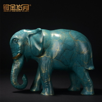 銅金歲月黃銅大象擺件銅象客廳雕塑新中式玄關裝飾博古架喬遷禮品