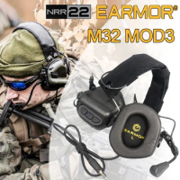 EARMOR M32 MOD3/4 Tactical Headset Headphone Hearing Protection Shooting Earmuffs with Microphone Sound Amplification