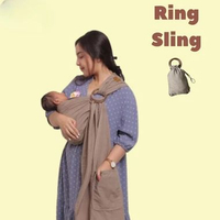 Gendongan Bayi Ring Sling M Shape Bamboo Katun Adem Motif Saku Bisa Dilipat Jadi Tas Pouch Untuk New