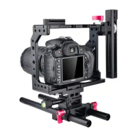 Yelangu Aluminum Handle Video Camera Cage Stabilizer for Canon 5D Mark IV III Nikon D90 D850 D750 DSLR Camera With Top Handle