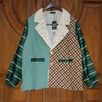 NEW GEGGO Blazer Daily Hijau Salur Mix Batik Bigsize LD 106