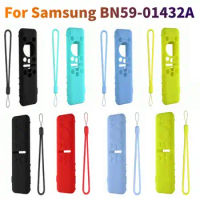 4pcs Silicone Anti-Slip Remote Control Protector Cover for Samsung BN59-01432A Smart TV Remote Control with Detachable Lanyard