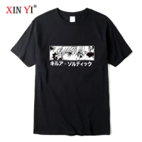 XIN YI Men's Casual High Quality100% Cotton T-shirt Tops Kawaii Hunter X Hunter Tshirt Killua Zoldyck T-shirt Anime Tee Shirt