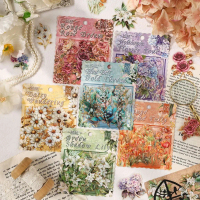 20PCS Scrapbook Stickers Vintage PET Flower Stickers Scrapbooking Junk Journal Crafts Embelishment D