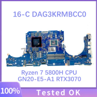 High Quality Mainboard DAG3KRMBCC0 W/ Ryzen 7 5800H CPU For HP 16-C Laptop Motherboard GN20-E5-A1 RTX3070 100% Full Working Well