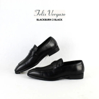 SEPATU KULIT PRIA SLIP ON - BLACKBURN 2 BLACK (REJECT)