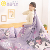 享夢城堡 雙人加大床包涼被四件組-三麗鷗酷洛米Kuromi 酷迷花漾-紫