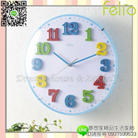 日本進口 Felio 彩色數字 兒童 掛鐘/時鐘《 無聲連續機芯 》★ 適合補習班、幼稚園喔 ★ 夢想家精品家飾