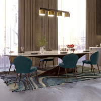 New marble table Italian light luxury modern designer dining table villa large shaped table
