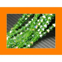 1 String Manik Kristal Ceko Bicone 4 mm Hijau tua (KRISTAL-068) FOTON