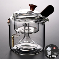 蒸茶壺玻璃側把煮茶器套裝電陶爐煮茶壺耐高溫過濾透明蒸汽泡茶壺
