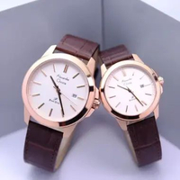 JAM TANGAN ALEXANDRE CHRISTIE AC 1017 / AC1017 LEATHER COUPLE ORIGINAL. GARANSI RESMI 1 TAHUN - silv