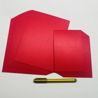 20 Sheets of 250g High-Quality Thick Paper, Bright Red Glossy Cardstock, Double-Sided Color Matching