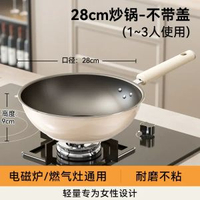 益偉有鈦陶瓷平底鑊 不黐底易潔鑊 電磁爐明火適用 家用煎pan炒鍋- 【28CM無蓋】鈦陶瓷鍋 耐刮不沾 均碼