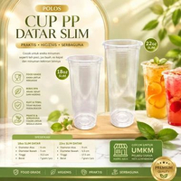 Gelas Plastik Slim Uk. 18oz & 22oz / Cup Gelas Plastik Ramping & Elegan / Gelas Plastik Datar Tinggi