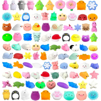 100Pcs Mochi Squishy Toy Kawaii Mini Animals Squishies Stress Relief Toys for Kids Boys Girls Birthd