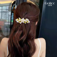 【Golicc】鈴蘭花朵 氣質 彈簧夾(髮飾 頭飾 髮夾 抓夾 鯊魚夾 韓國 禮物 FUN4購物節)