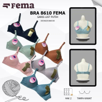 Bra Tanpa Kawat BH Fema 8610 Busa Sedang Cup A-B Kait 2 Size 34-40 Garis List Putih