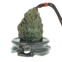 【喜緣玉品】天然黃加綠翡翠轉輪霸氣龍手把件擺件(直)