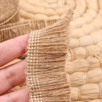 Dây đeo bện bằng dây thừng gai dầu, với tua rua và cuộn vải gai dầu, phụ kiện quần áo và mũ tự làm, 