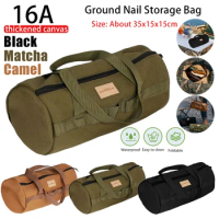 Tent Stake Tool Bag Portable Tent Peg Nails Carry Bag Waterproof Canvas Ground Nail Tool Bag Organizer Camping Supplies Large