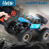 New Mobil Remote Control 4WD Besar 1:16 2.4GHZ RC Offroad dengan Lampu LED Bodi Alloy Ban Karet Main