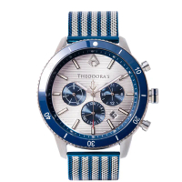 【THEODORA’S 希奧朵拉】水行俠夜光潛水手錶(熊貓款) 銀藍面-米蘭雙色銀藍