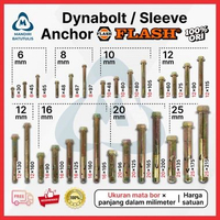 Dynabolt FLASH Original Sleeve Anchor - Dinabol Dynabol Bolt Besi Baut Beton Steel Mata Bor 16mm 20m