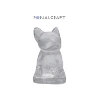Clear Quartz French Bulldog Carving ควอตซ์ใสแกะสลักรูปสุนัข