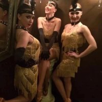 Women 1920s Vintage Great Gatsby Party Sequin Dress Sexy V-Neck Summer Cami Dress Gold Fringe Dress Vestidos Flapper Costumes