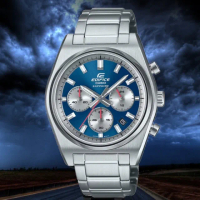 【CASIO 卡西歐】EDIFICE 賽車時尚 計時運動手腕 40mm-藍(EFB-730D-2A)