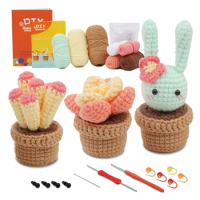 DIY Crochet Pot Plant Set Include Crochet Hook, Yarns, Needle, Instructions,