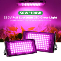 50/100/300W LED Grow Lights AC 220V Full Spectrum Plant Growth Light LED Lamp With EU Plug For Plants Growth Flower Light Indoor