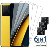 6IN1 Tempered Glass For POCO X6 M6 F5 X3 X5 Pro 5G M5S M5 C40 Screen Protector For POCO F4 X4 X3 GT M4 5G X4 M4 M3 Pro X3 NFC F3