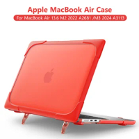 Micro Clip Laptop Case for Apple MacBook Air 13.6 M3 2024 A3113 M2 2022 A2681 Bracket Stand Laptop Cover Hard PC+Soft TPU Funda