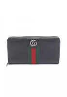 Gucci Pre-Loved Gucci Ophidia round zipper long wallet leather black
