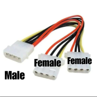 Kabel 4 pin Molex Male to 2 Molex Female Splitter Cabang