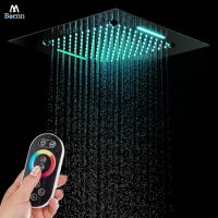 M Boenn 20 Inch Rain Shower Head High Pressure Water Hotel Showers for Bathroom Embeded Ceiling 3Functions Spa Music Showerheads