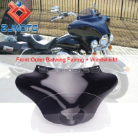 Motorbike Front Head Light Cowl Batwing Outer Fairing Wind Shield For Harley Sportster XL 883 1200 Touring Street Glide Fat Bob