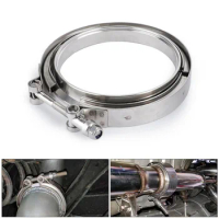 5 Inch Exhaust Clamp 304 Stainless Steel with Iron Flange Downpipes Pipe Turbo Exhaust V-Band V Clamps Kits